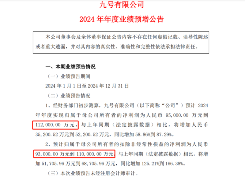 电动车销售额全球第一，九号公司全年净赚预计超10亿